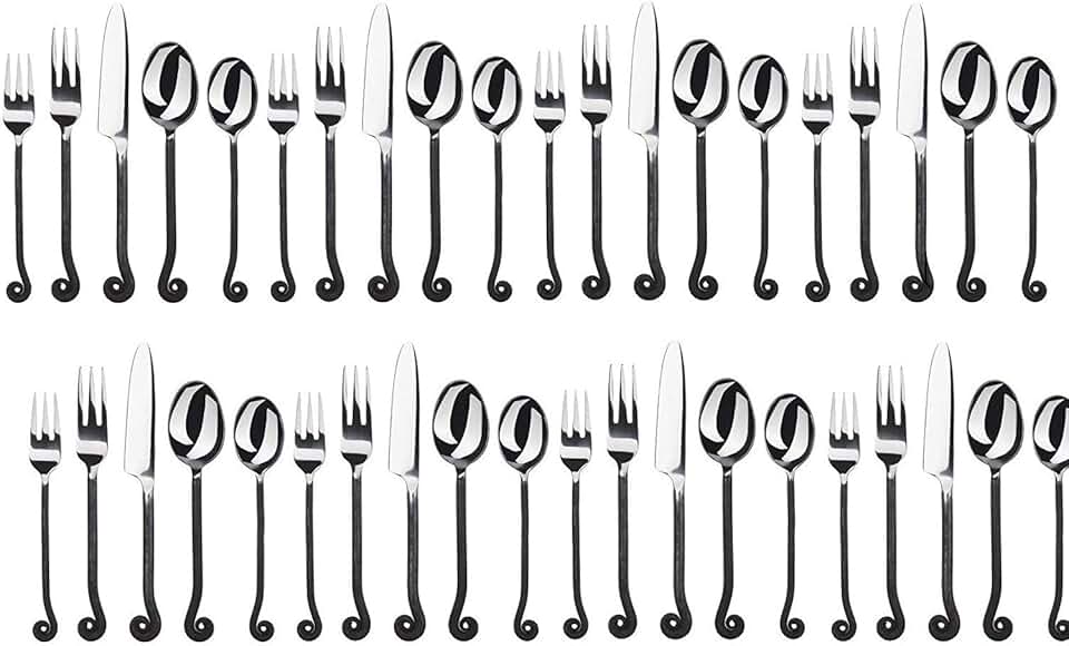 Treble Clef Flatware Set, Service for Person (8 set) Stainless Steel Cutlery Home Kitchen Restaurant Tableware Cutlery Set Include Fork Knife Spoon Tea spoon Silverware Utensils Set
