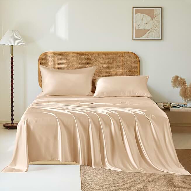 THXSILK Luxury Mulberry Silk Bed Sheets Set - 4pcs Silk Sheets Set 16