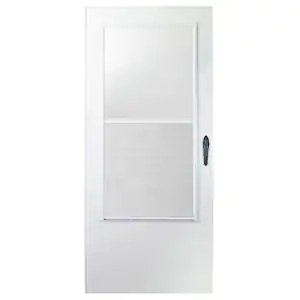 EMCO EMCO 32 in. x 80 in. White Universal 3/4 Light Aluminum Storm Door with Black Hardware