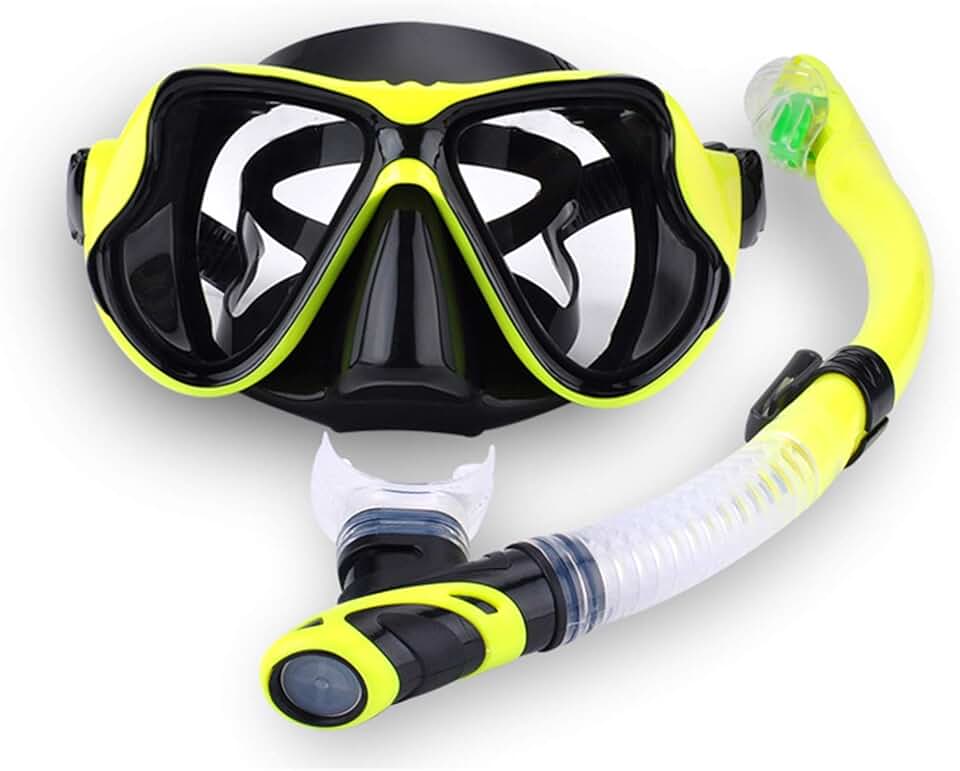 Diving Masks Snorkelling Mask Swimming Glasses Snorkel Set Anti Fog Swim Goggles Full Dry Breathing Tube Scuba Diving Snorkeling Swim Equipment for Adults Masks