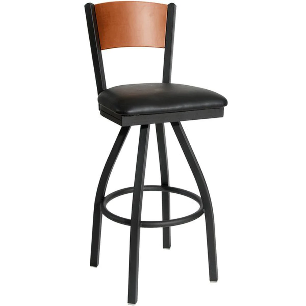 Dale Solid Wood Back Swivel Bar Stool