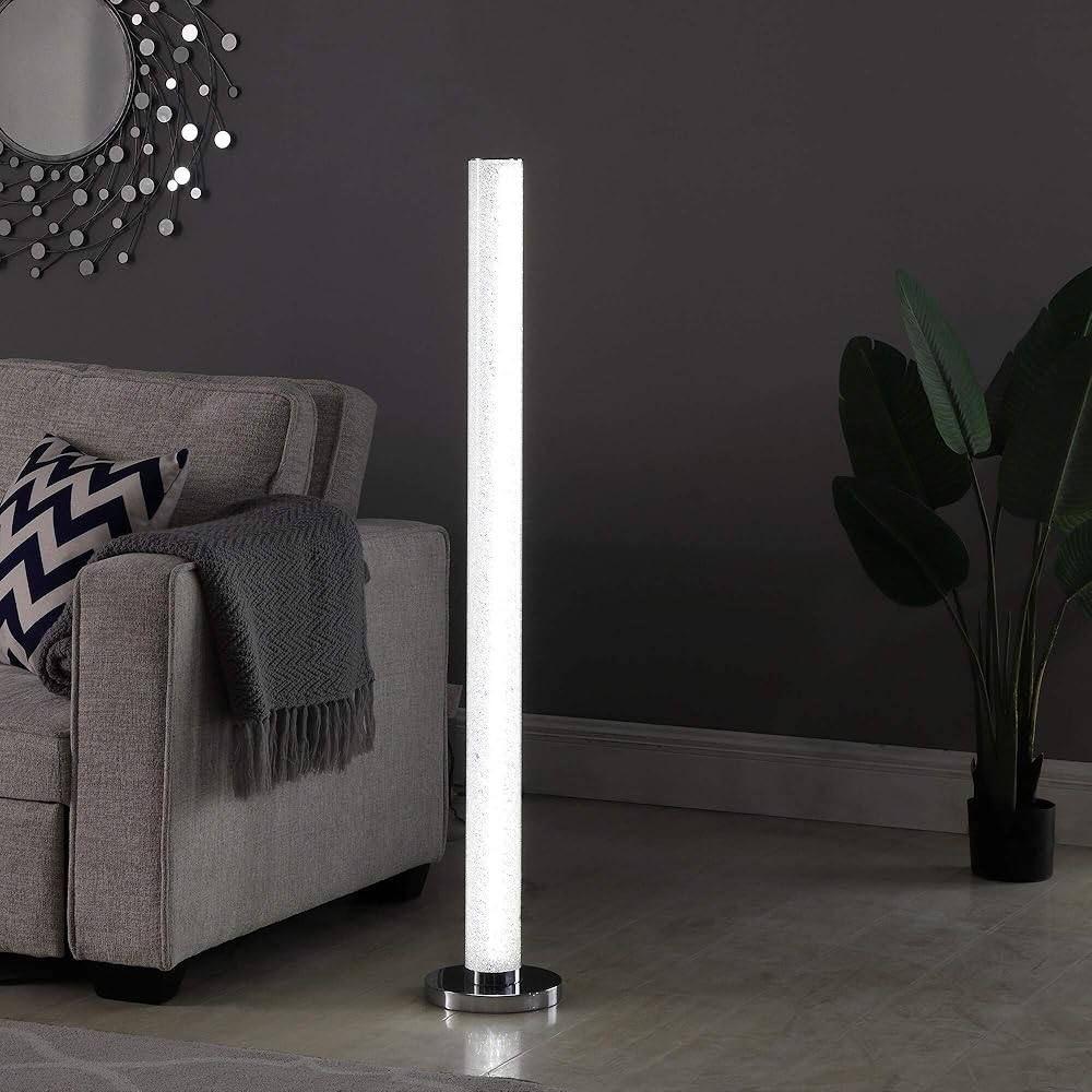 Overstock 49 in. LED Illuminari White Crystal Sandrocks Column Floor Lamp