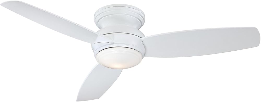 Minka-Aire F594L-WH Tradtional Concept 52 Inch Flush Mount Ceiling Fan with Integrated 14W LED Light in White Finish