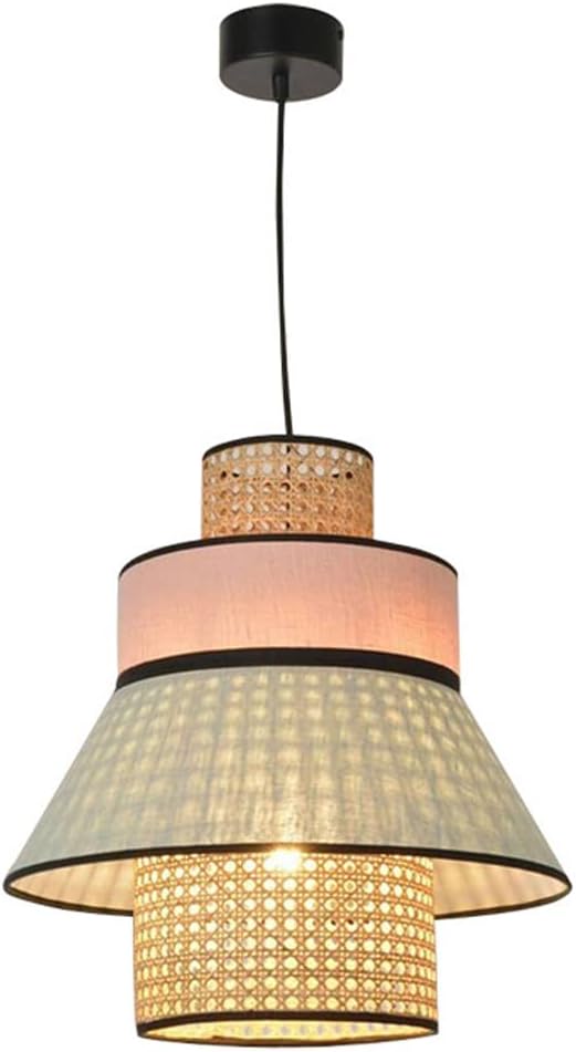 Chinese Rattan Weave Chandelier Bamboo Pendant Light Antique Lantern Hand Made Bamboo Hanging Light Japanese-Style Tatami Ceiling Light for Kitchen Island Dining Room Bedroom