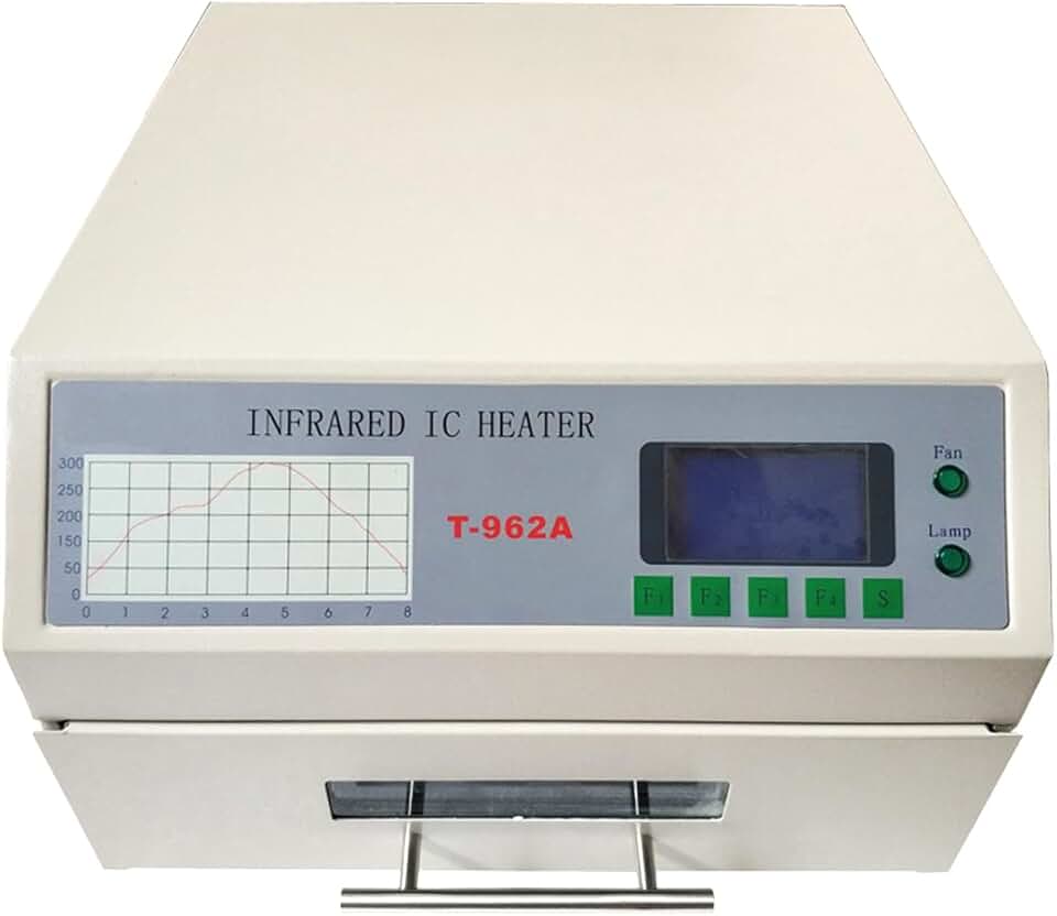INTBUYING 110 V Reflow Oven T962A 1500 W Micro-computer Control Reflow Soldering Machine with 11.8x12.6 Inch Soldering Area Drawer Type Lead Infrared IC Heater Free Reflow Soldering Machine