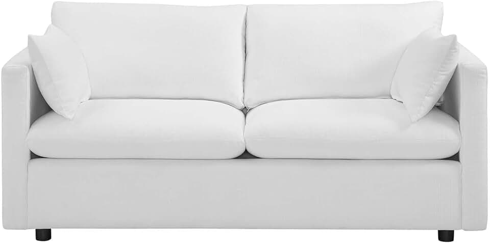 Modway EEI-3044 Activate Contemporary Modern Fabric Upholstered Apartment Sofa Couch In White