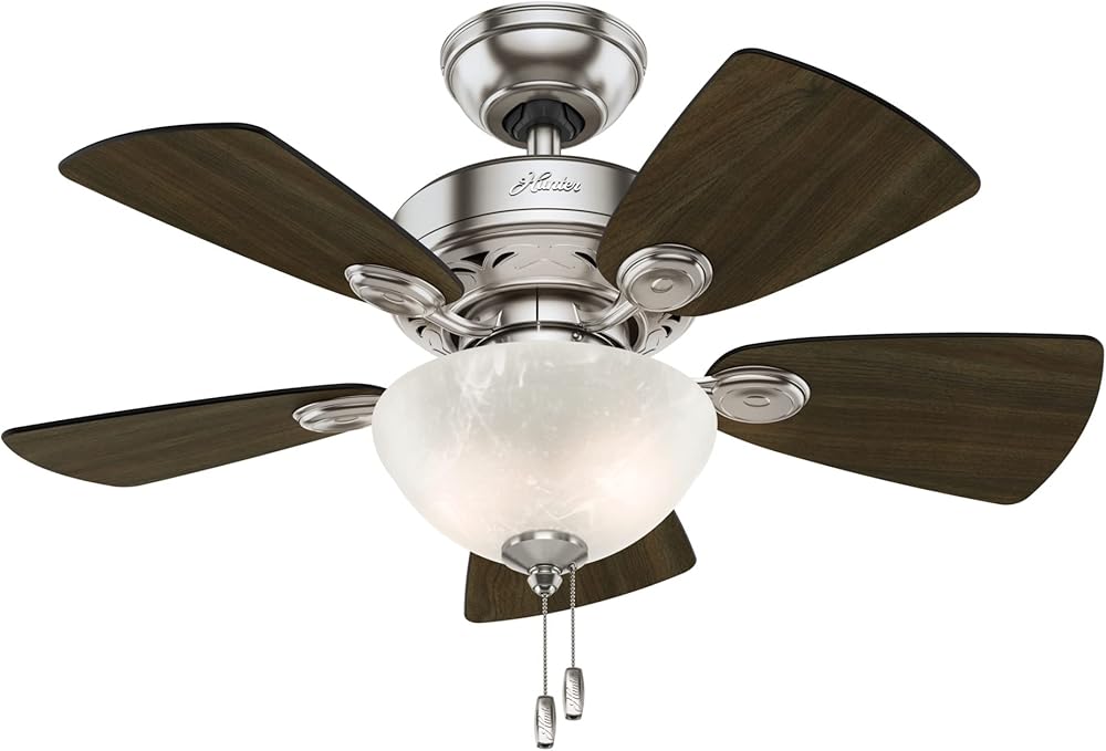 Fan Company, 52092, 34 inch Watson Brushed Nickel Ceiling Fan with LED Light Kit and Pull Chain