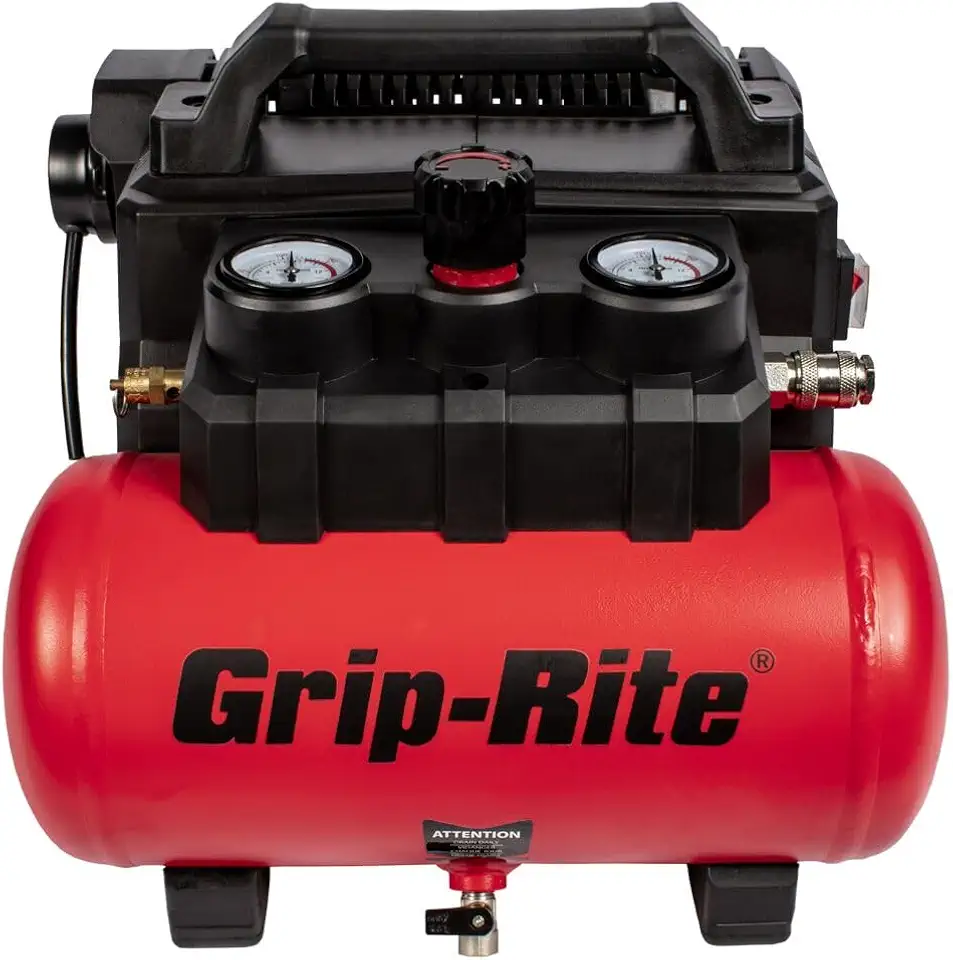 Grip-Rite GR200QW ULTRA QUIET PORTABLE COMPRESSOR, 1.5 GALLON, 1 HP, 125 MAX PSI, Oil-Free, Electric