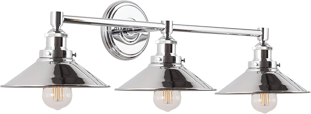 Linea di Liara Andante 3 Light Bathroom Vanity Light Industrial Polished Chrome Bathroom Light Fixtures Above Mirror Bathroom Light Farmhouse Vanity Lights for Bathroom Lighting, Bulb Included