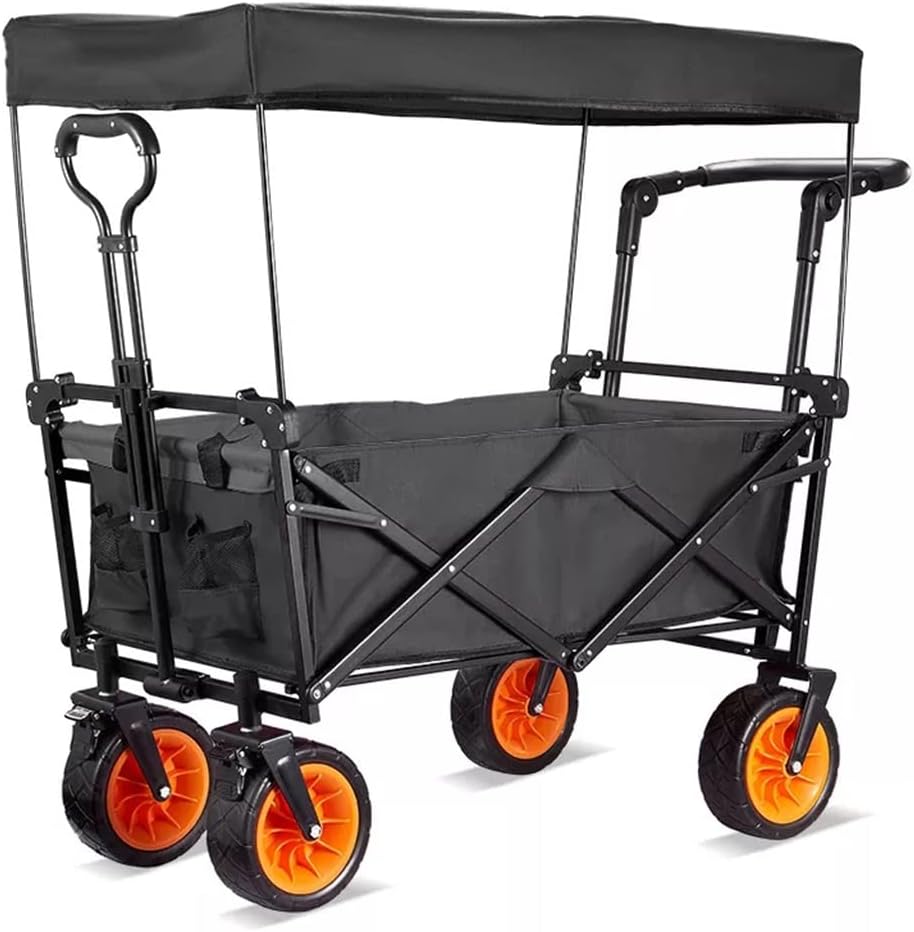 Outdoor Camping Cart with Wheels Garden Carts Garden Supplies Folding Cart Picnic Fishing Shopping Cart Portable Trailer (Color : D, Size : 100 * 51 * 55cm)