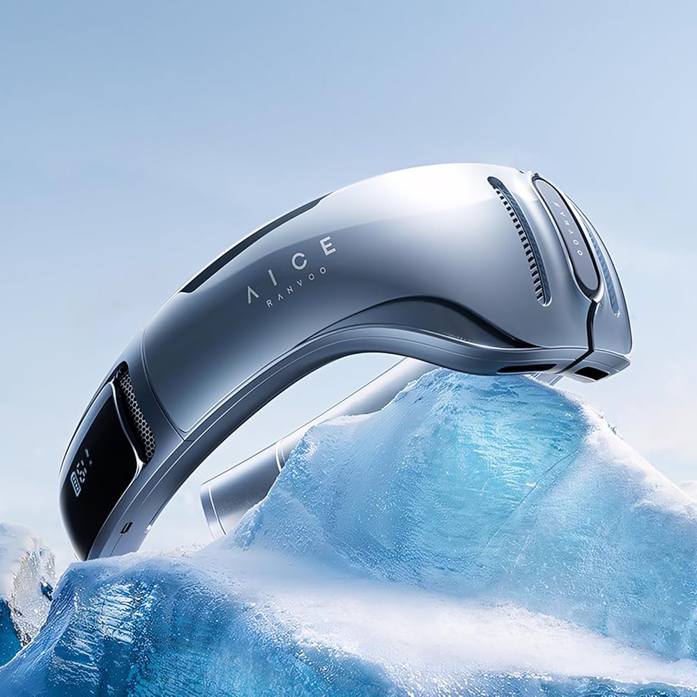 RANVOO 2024 [No.1 Coolest & Most Portable] AICE LITE Neck Air Conditioner, Ultimate Immersive Cooling 6,000 mAh Rechargeable Neck Fan Personal Device Gift that Blow Cold Air- Sky Blue