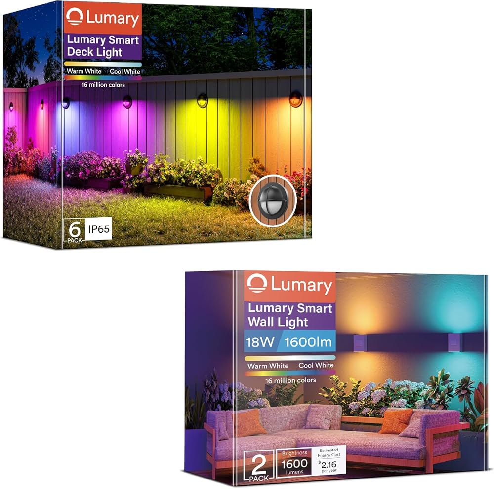 Lumary Wall Sconces Set of Two, Smart LED Deck Lights