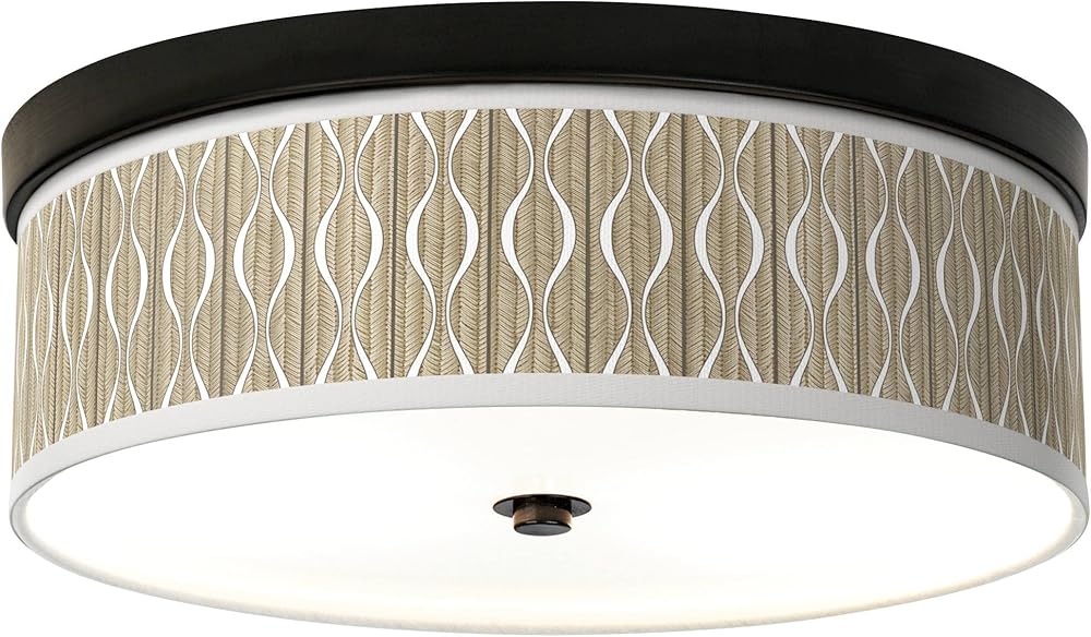 Swell Giclee Energy Efficient Bronze Ceiling Light with Print Shade