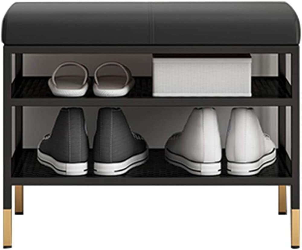 Shoe Storage Bench Entryway Hallway Furniture, Storage Benches Shoe Cubby Bench Industrial Style Home Shoe Stool Corridor Multilayer Storage Rack Storage Organization Clothing Store(Black,60cm)