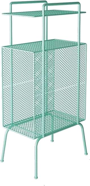 Bedside Hollow Design Wrought Iron Bedside Table Space-Saving Bedside Cabinet for Bedroom and Living Room Bedside Dresser Table (Color:Blue)