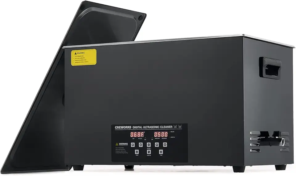 CREWORKS 30L Digital Ultrasonic Cleaning Machine with Degas and Gentle Mode, 600W Ultrasonic Cleaner Machine with Heater and Timer, 7.9 gal Ultrasound Cleaner for Retainer Watch Auto Tool Machine Part