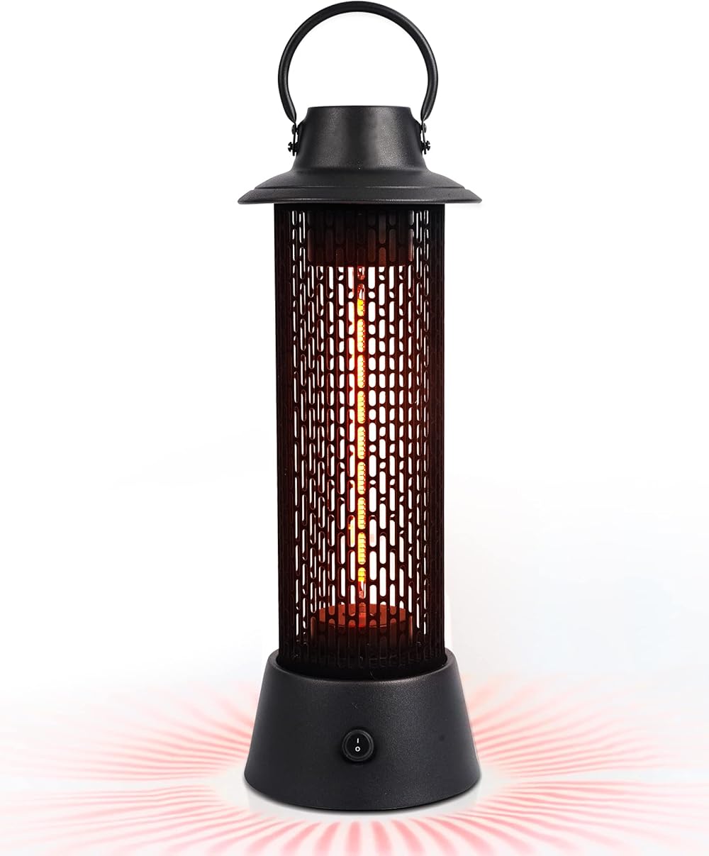 Star Patio Electric Patio Heater, Outdoor Heater, Infrared Heater with Lantern Shape Design, Under Table Heater, Freestanding Portable Heater, IP55 Waterproof, Silent Heating, STP1277-HD