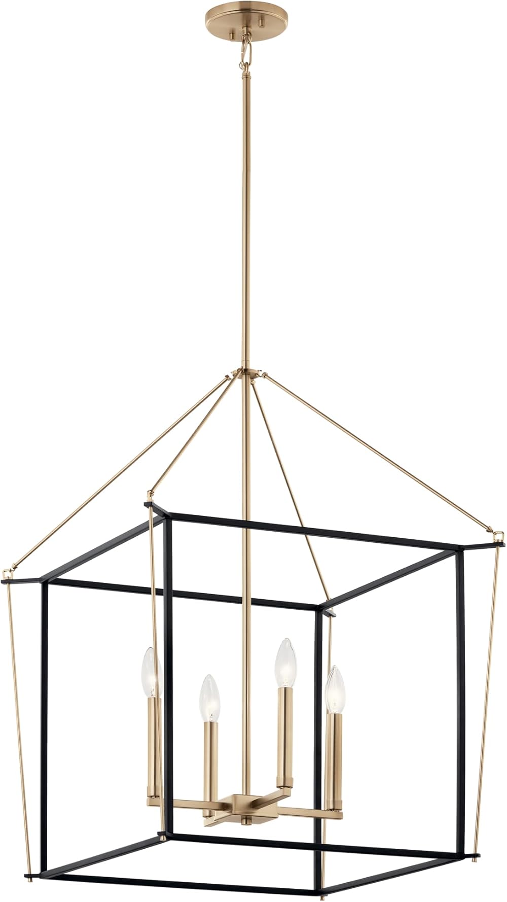 KICHLER Eisley 4-Light Foyer Pendant, Soft Modern Light in Champagne Bronze and Black, Sloped Ceiling Compatible, for Foyer, Bedroom, Office or Kitchen (30