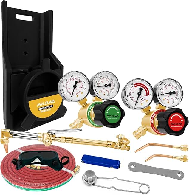 Medium Duty Oxy Acetylene Gas Welding Outfit Tote Kit, Oxygen & Acetylene Cutting Kit without Tanks