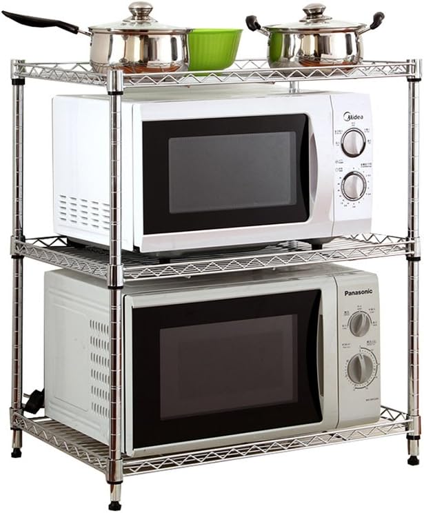 Multi-Functional Carbon Steel Kitchen Supplies Shelves Microwave Oven Rack 3-Tier Pot Rack Storage Shelves for Kitchen Bathroom or Livingroom (Size : 80cm)