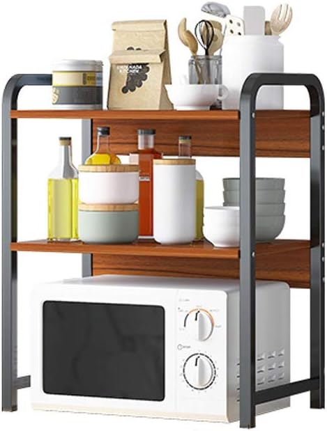 Kitchen Shelves Holder Storage Microwave Oven Rack (Double Layer) Large Capacity Kitchen Microwave Oven Rack Oven Rack Rack Combined with Sheet Steel Rack Microwave Stand