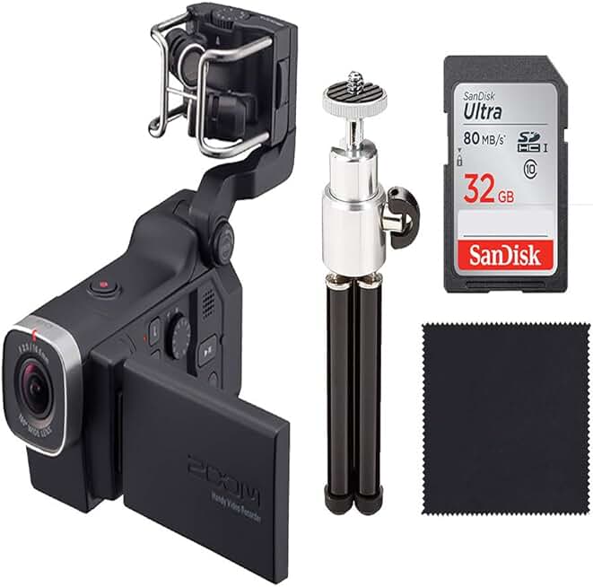 Zoom Q8 Handy Video Recorder-HD Video Camera + Four-Track Audio Recorder,32 GB SD Card,Tripod and Cloth