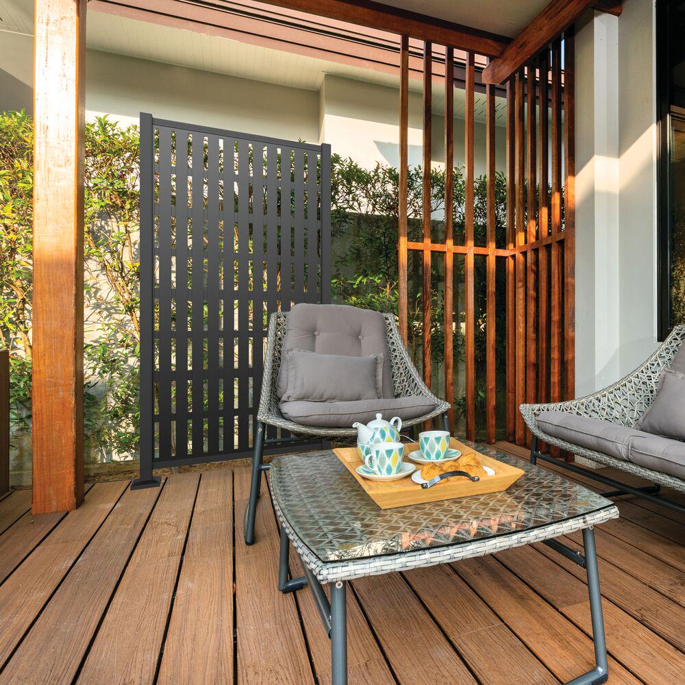 Freedom 1-in x 72-in x 3-ft Boardwalk Black Polypropylene Decorative Screen Panel