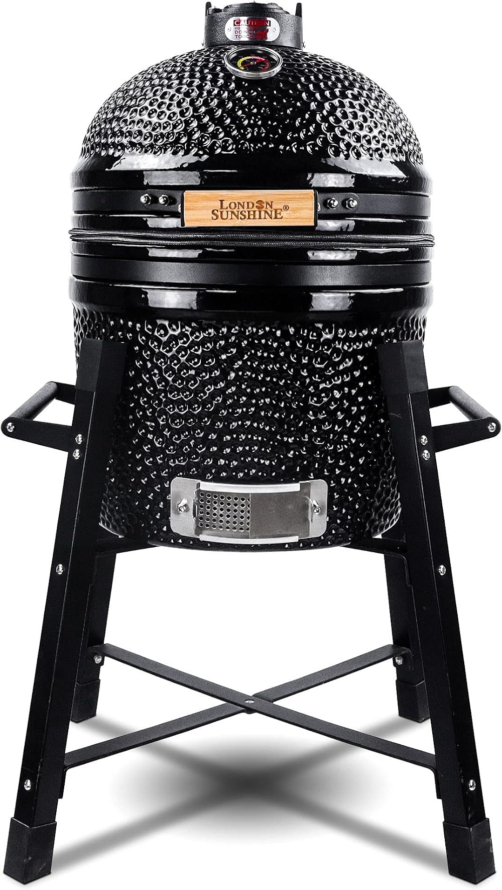 Ceramic Kamado Charcoal BBQ Grill -The Junior Series with Tall Stand (BLACK)