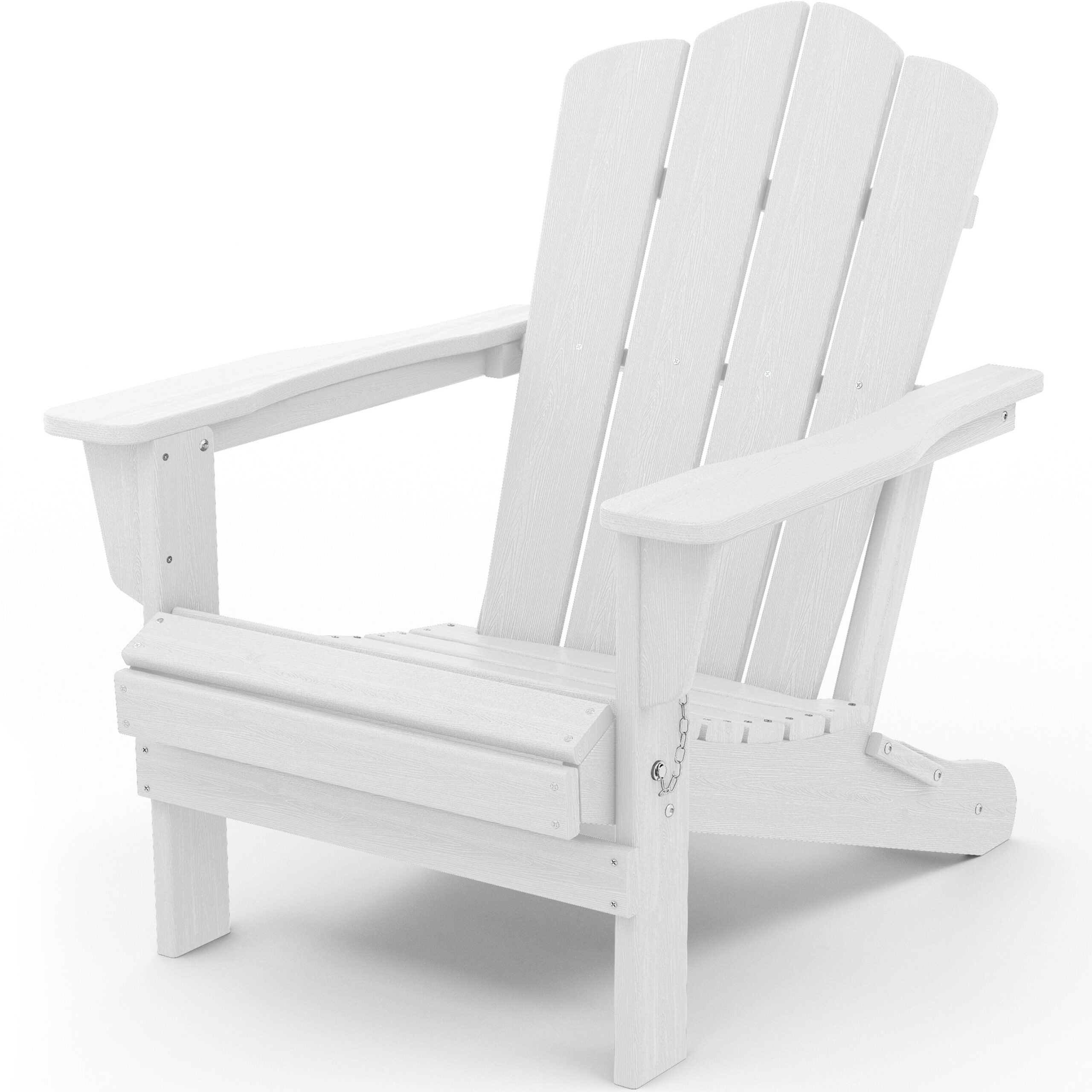 JEAREY Folding Adirondack Chair Stackable White Hdpe Frame Stationary Adirondack Chair with White Slat Seat