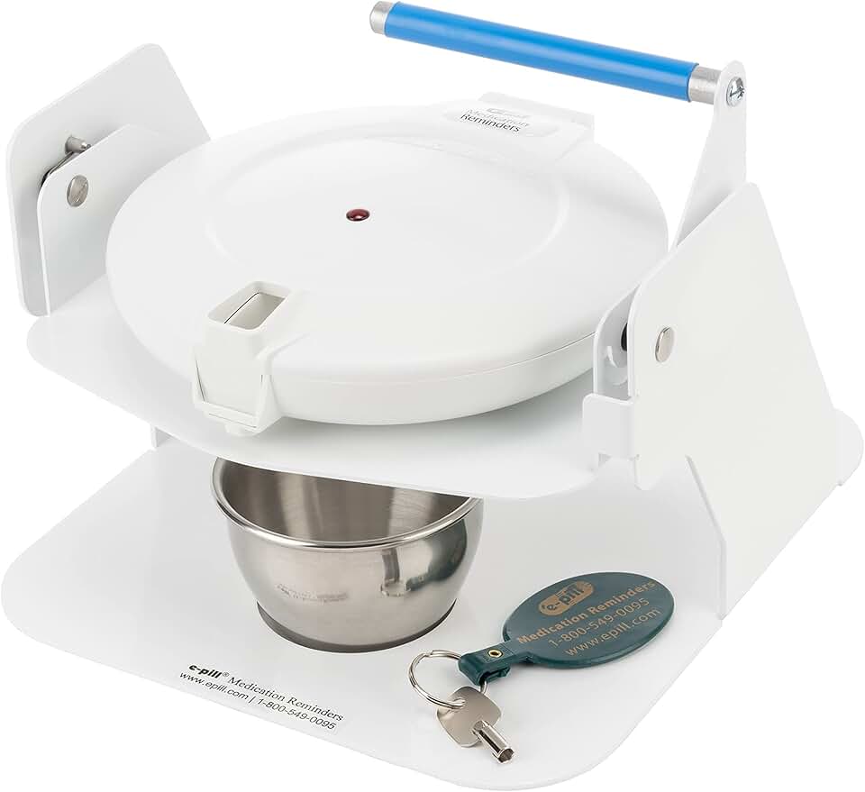 e-Pill Station – Locked Automatic Pill Dispenser with Tipper Base - White Lid