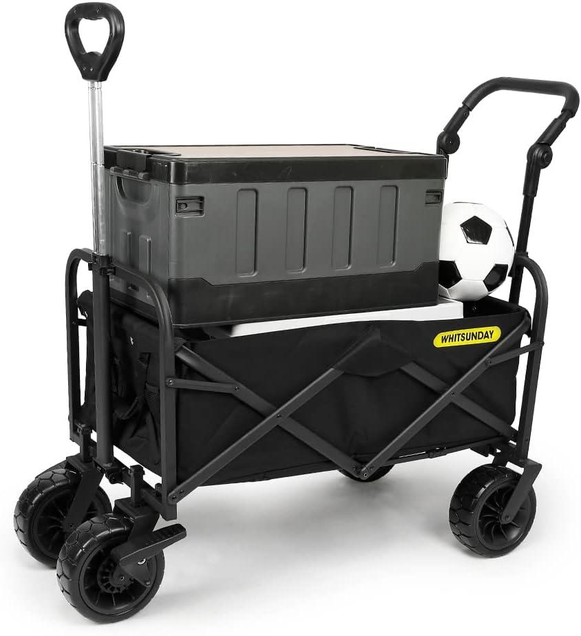 WHITSUNDAY Collapsible Folding Garden Outdoor Park Utility Wagon Picnic Camping Cart with Bearing and Brake 8