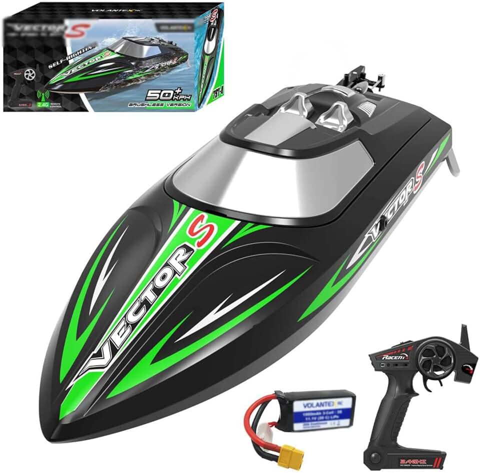 RC Boat For Adult Large 16.5IN 50KM/H High Speed Electric RC Speedboat Electric Remote Control Racing Boats, Brushless Motor Waterproof Rechargeable Military Model Watercraft For Lake Pool Pond