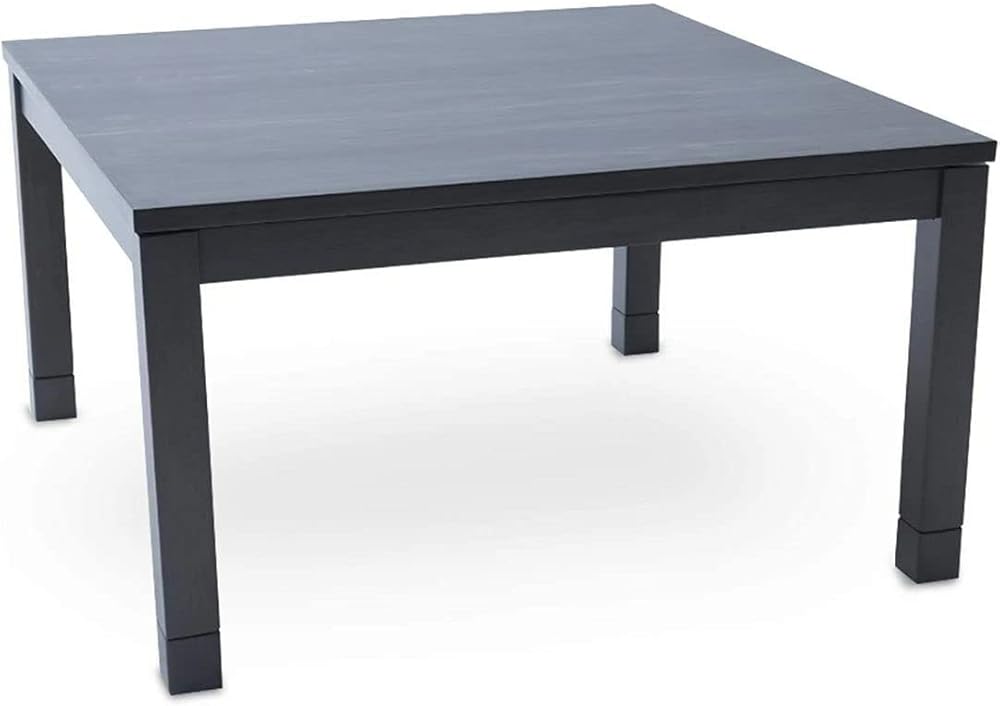 BJDesign Kotatsu - Japanese Heated Table - Wooden Chabudai Furniture with 120V Electric Heater - Low-Lying Dining and Work Desk with Temperature Control Knob (29x29in, Black)