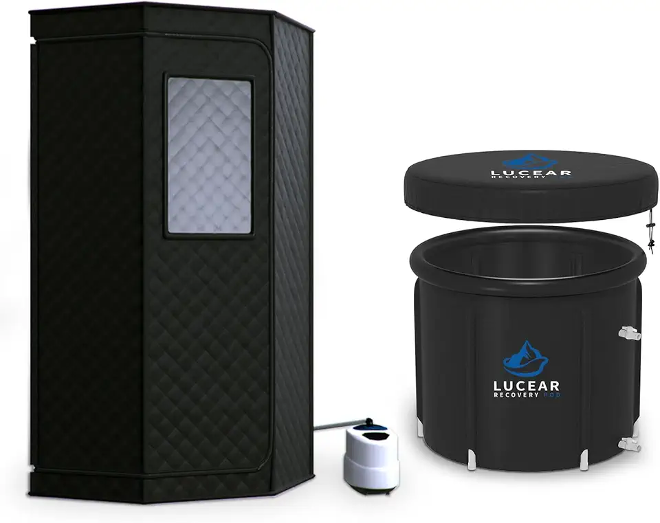 Foldable Steam Sauna with Ice Bath Tub Portable Sauna for Home and Cold Plunge Tub for Athletes Personal Home Spa Large Space Sauna Tent Portable Freestanding Bathtub and Cold Water Therapy