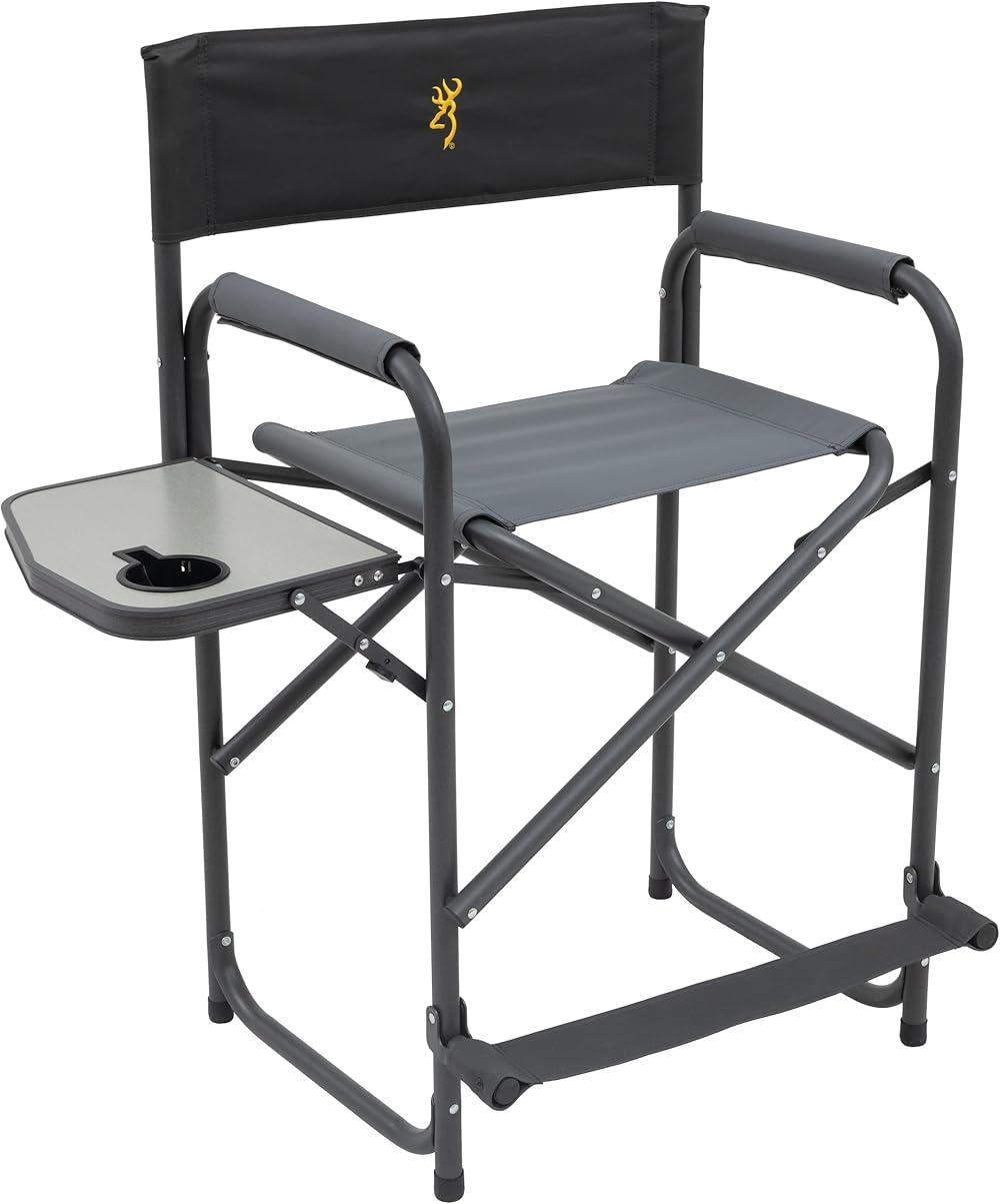 Browning Directors Chair - Outdoor Folding Chairs Made with Durable Fabric and Sturdy Aluminum/Steel Frame, with Extra Tall Seat and Flip-Down Footrest