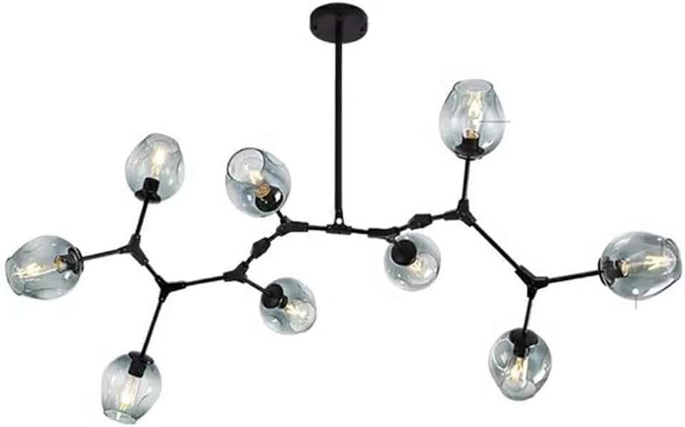 Modern Chandelier Gradient Shade Metal Chandelier Mid Century Lightd Ceiling Light Fixture for Hallway Bar Kitchen Dining Room(③ ⑤ 6 7 8 9 Lights)-Blue 9 Head