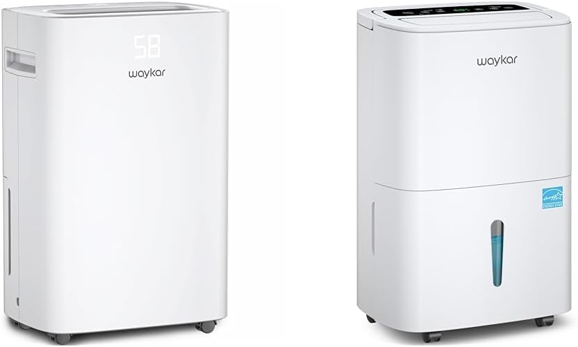 Waykar 50 Pint and 80 Pint Dehumidifiers for Home and Basement with Drain Hose and Auto Functions