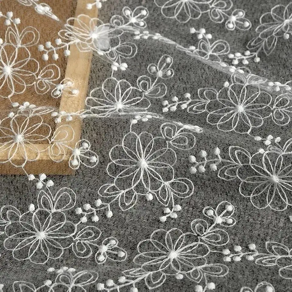 5 Meter Lace Cloth Embroidery Soft Gauze Mesh Fabric for Tablecloth Clothing Wedding Dress