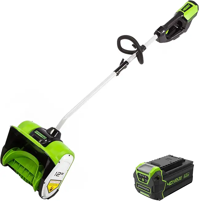 Greenworks 2605602 40V 12-Inch Brushless Snow Shovel with 4Ah Battery