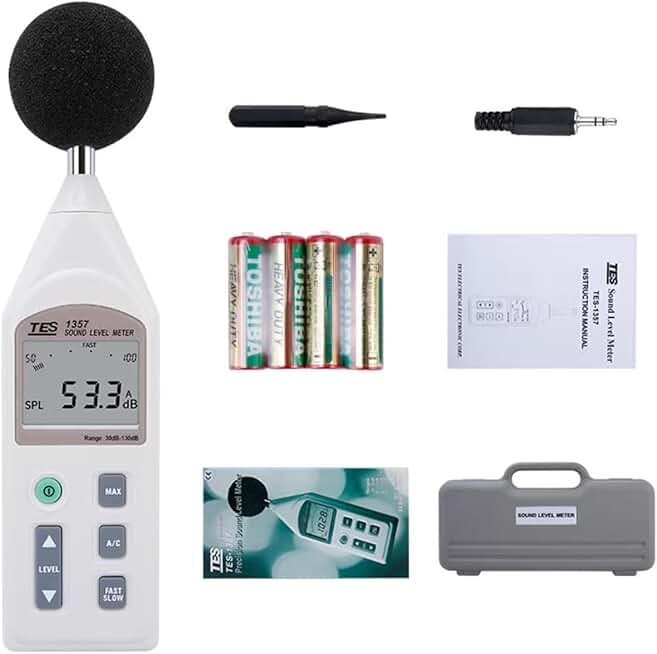 TES-1357 Sound Level Meter Tester TES1357 Noise Meter Tester 30 to 130dB Measurement Ranges | 0.1dB Resolution | A&C Frequency Weighting | 31.5 Hz to 8KHz | TES 1357