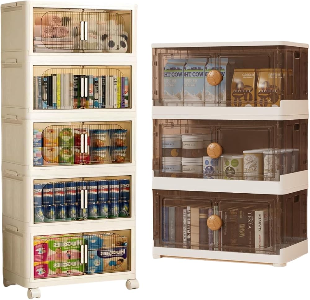 205QT Plastic Storage Bin+276QT Stackable Storage Bins with Lids,Collapsible Storage Bins with Wheels,Plastic Closet Organizers and Storage for Bedroom,Home,Office