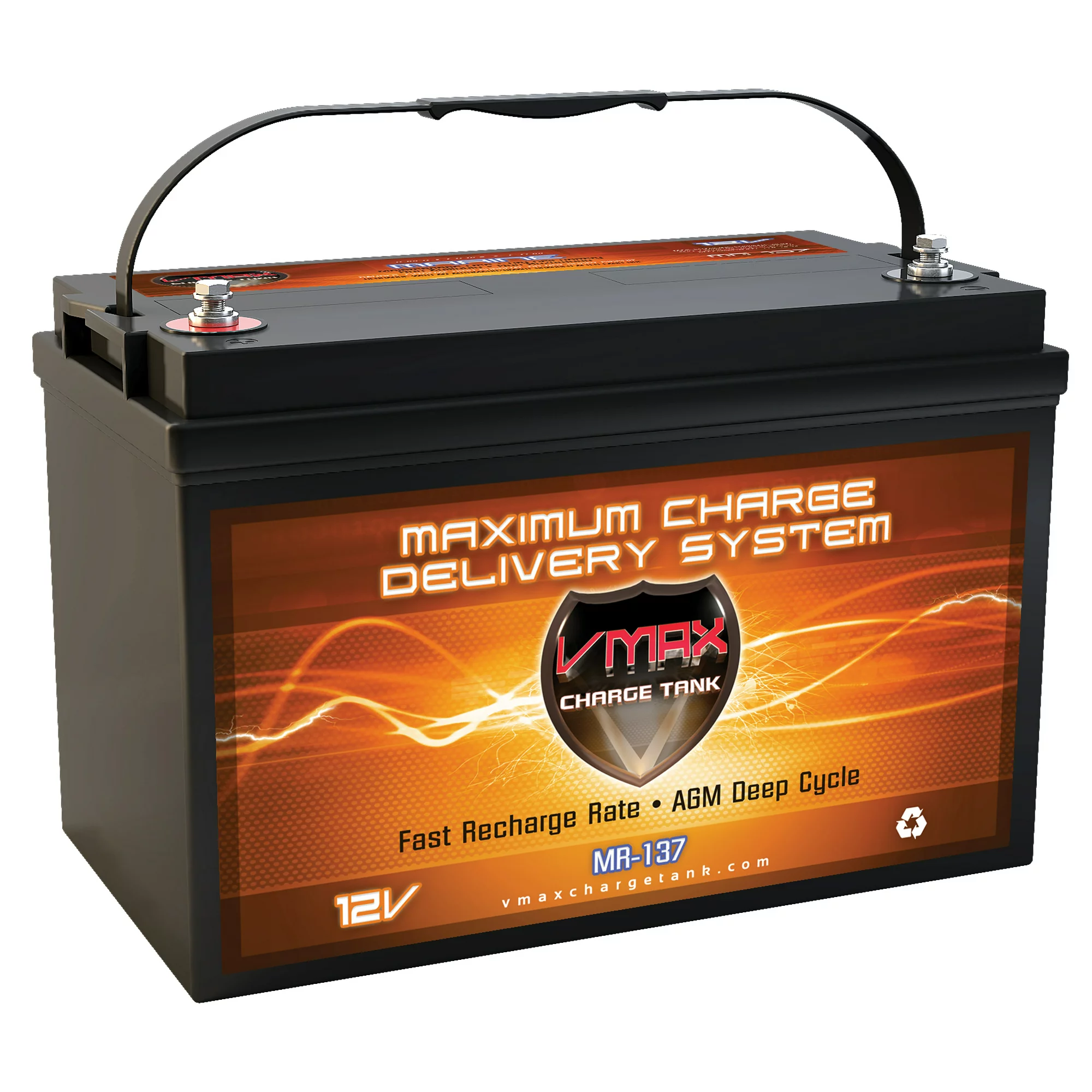 VMAX MR137-120 12V 120Ah AGM Deep Cycle Marine Battery for Minn Kota PowerDrive 45 Trolling Motor w/Bluetooth 12V 45lb Motor