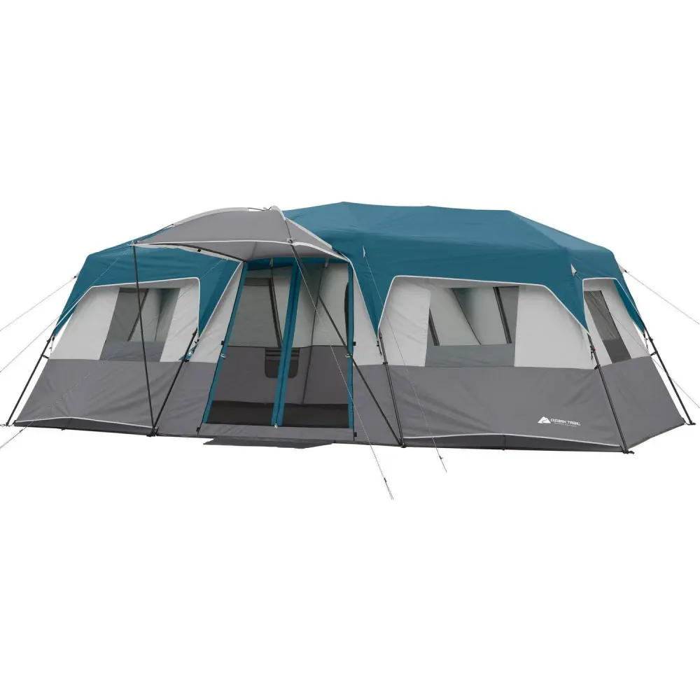 Ozark Trail 20′ x 10′ Instant Cabin Tent in Gray and Teal, Sleeps 12