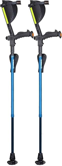 Ergobaum® Prime 7G Batman Edition by Ergoactives. 1 Pair (2 Units) of Ergonomic Forearm Crutches - Adult 5' - 6'6'' Adjustable (Blue and Black)
