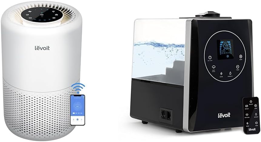 LEVOIT Air Purifier and Humidifier Bundle - Purifies Rooms up to 183ft2, Humidifies Rooms up to 753ft2 with Warm/Cool Mist, Remote Control