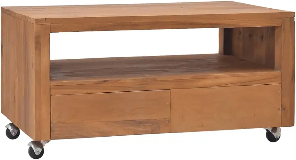 TV Cabinet with Wheels,TV Table,Rustic TV Stand,Media Cabinet,Mid-Century Modern Entertainment Center,TV Desk Storage Rack,TV Stand with Drawers, 31.5