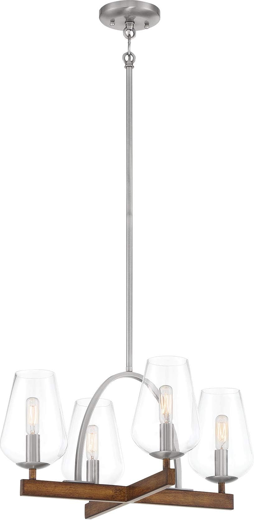 Minka Lavery 1064-699 Birnamwood Clear Glass Convertible Pendant/Semi Flush Ceiling Lighting, 4-Light 240 Total Watts, Koa wood with Pewter, 16