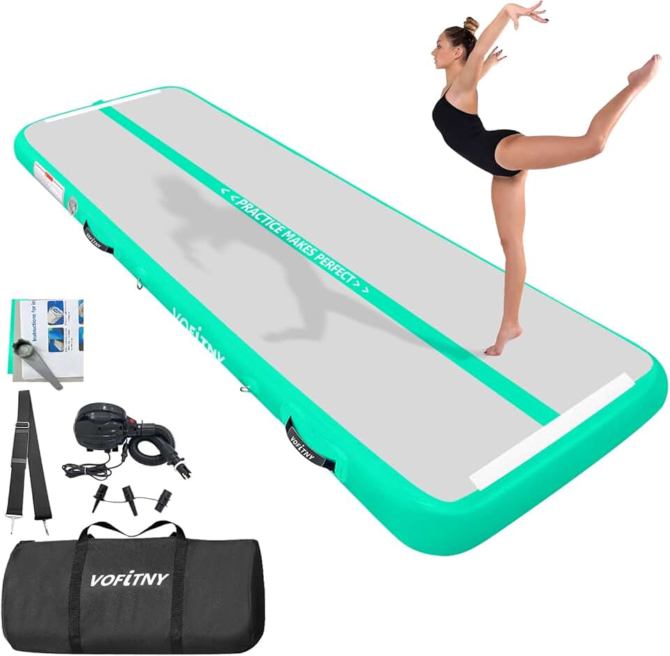 VOFiTNY All Purpose Gymnastics Mat 6.6/10/13/16/20 ft Sturdy Inflatable Tumble Track for Home/Gym