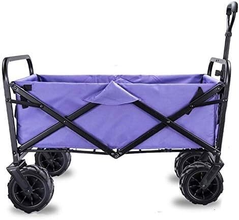 Cart Shopping Cart Camping Wagon Garden Ultralight Trolley Cart Collapsible Sturdy Steel Frame Adjustable Retractable Push Pull Rod Outdoor Camping Picnic Beach Fishing Handcart/Purple