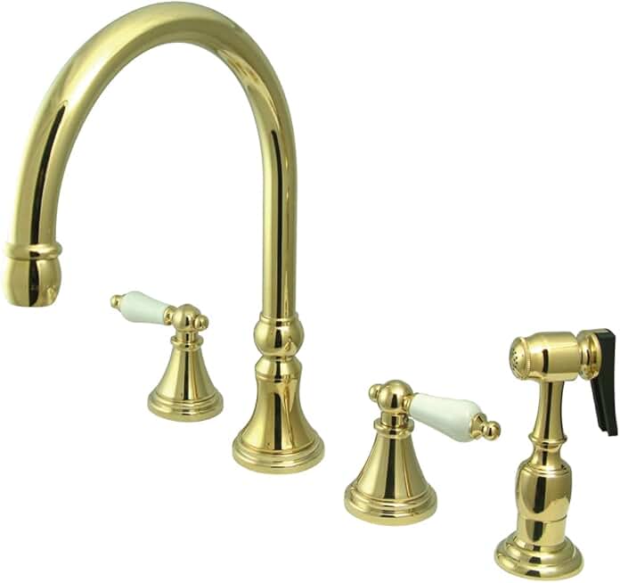 Kingston Brass KS2792PLBS Governor Widespread Kitchen Faucet, 8-1/4